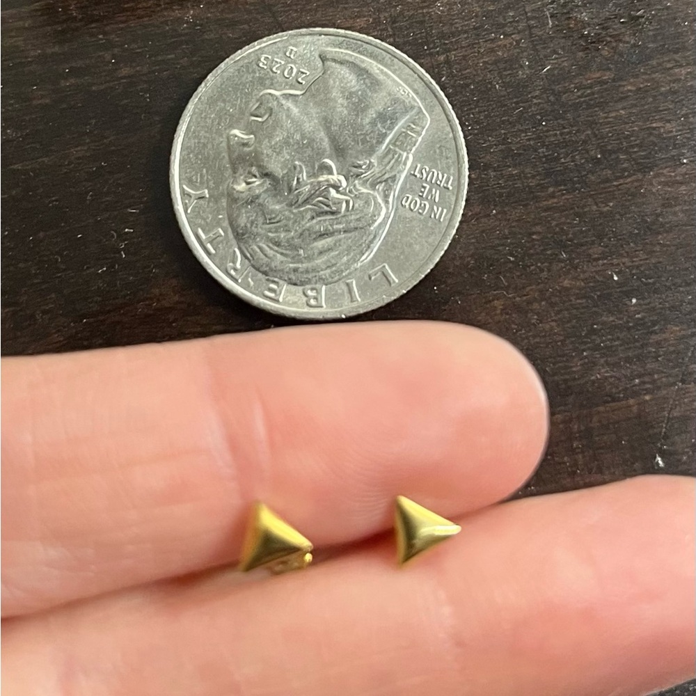 Gold Look Titanium Triangle  Stud Earrings Flatbacks